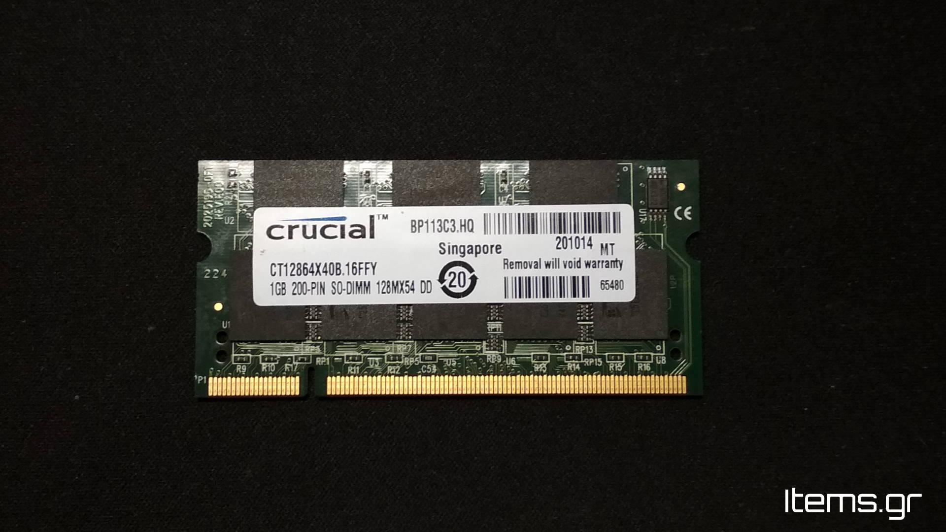 Crucial 1GB PC-3200 DDR 400MHz CL3 200-pin SoDIMM RAM