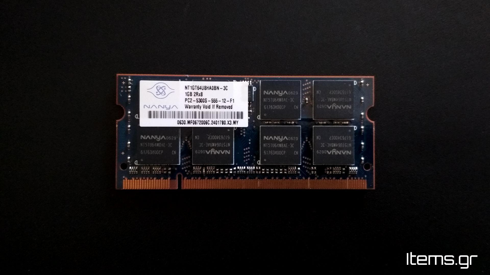 Nanya 1GB 2Rx8 PC2-5300S-555-12-F1 DDR2 667MHz CL5 200pin SoDIMM RAM