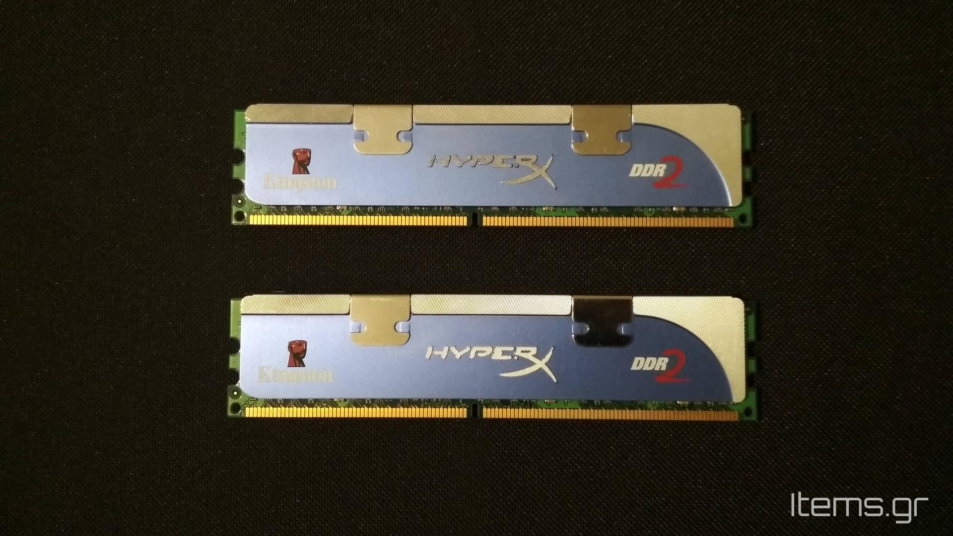 Μεταχειρισμένες μνήμες RAM Kingston HyperX 2x1GB DDR2 800MHz KHX6400D2LLK2/2G