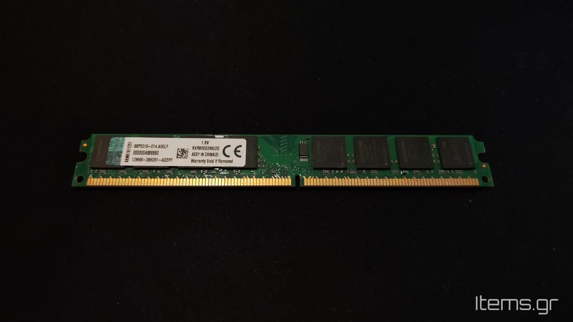 Kingston 2GB PC2-6400 DDR2 800MHz CL6 RAM Low Profile KVR800D2N6-2G - Items.gr